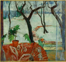 Atelierfenster in Breslau mit Schneelandschaft